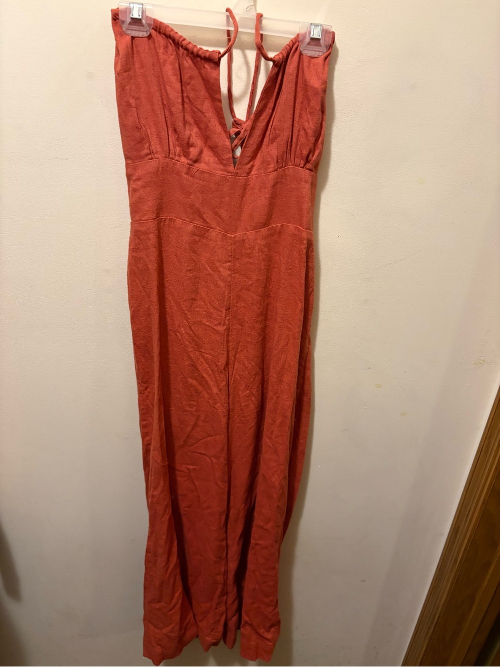 Free People halter wide leg romper Terra cotta size XS